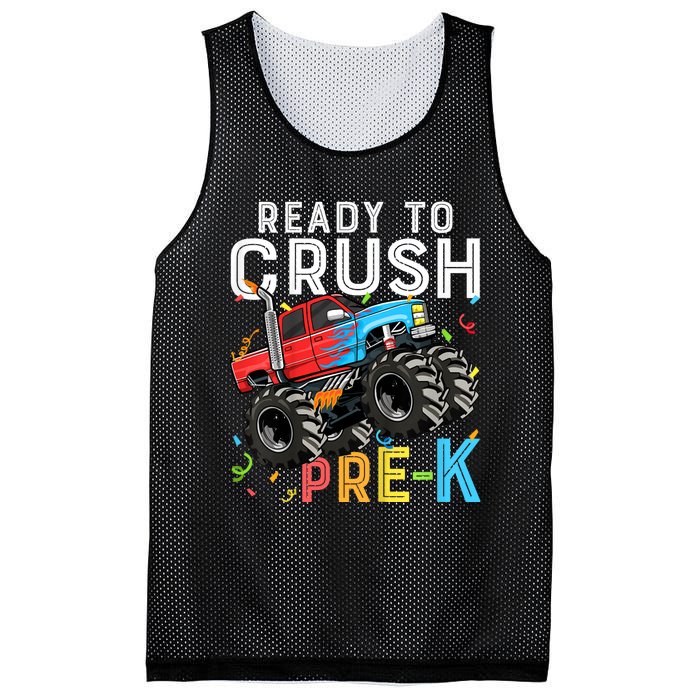 Ready To Crush Prek First Day Of Preschool Monster Truck Mesh Reversible Basketball Jersey Tank