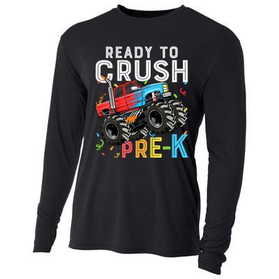 Ready To Crush Prek First Day Of Preschool Monster Truck Cooling Performance Long Sleeve Crew