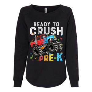 Ready To Crush Prek First Day Of Preschool Monster Truck Womens California Wash Sweatshirt