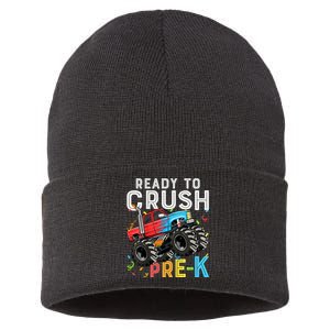 Ready To Crush Prek First Day Of Preschool Monster Truck Sustainable Knit Beanie