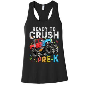 Ready To Crush Prek First Day Of Preschool Monster Truck Women's Racerback Tank