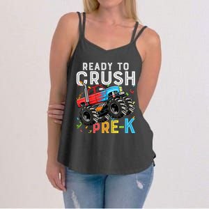 Ready To Crush Prek First Day Of Preschool Monster Truck Women's Strappy Tank