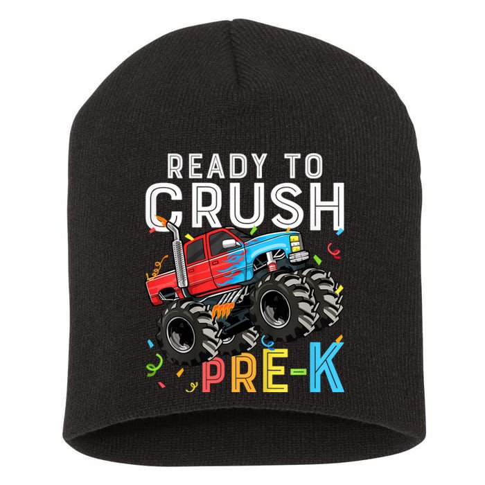 Ready To Crush Prek First Day Of Preschool Monster Truck Short Acrylic Beanie