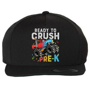 Ready To Crush Prek First Day Of Preschool Monster Truck Wool Snapback Cap