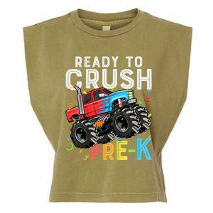 Ready To Crush Prek First Day Of Preschool Monster Truck Garment-Dyed Women's Muscle Tee