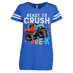 Ready To Crush Prek First Day Of Preschool Monster Truck Enza Ladies Jersey Football T-Shirt