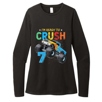 Ready To Crush 7 Monster Truck 7th Birthday Boy Womens CVC Long Sleeve Shirt