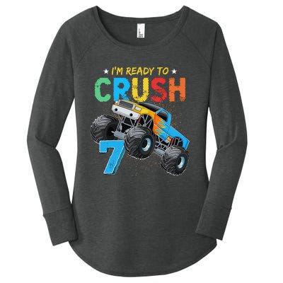 Ready To Crush 7 Monster Truck 7th Birthday Boy Women's Perfect Tri Tunic Long Sleeve Shirt