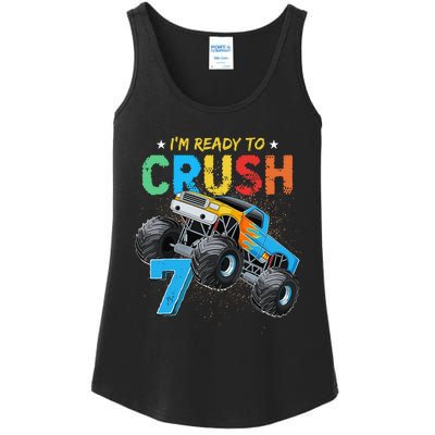 Ready To Crush 7 Monster Truck 7th Birthday Boy Ladies Essential Tank