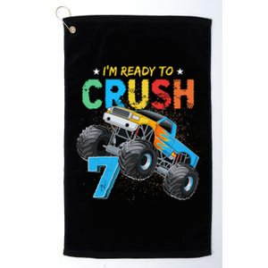 Ready To Crush 7 Monster Truck 7th Birthday Boy Platinum Collection Golf Towel