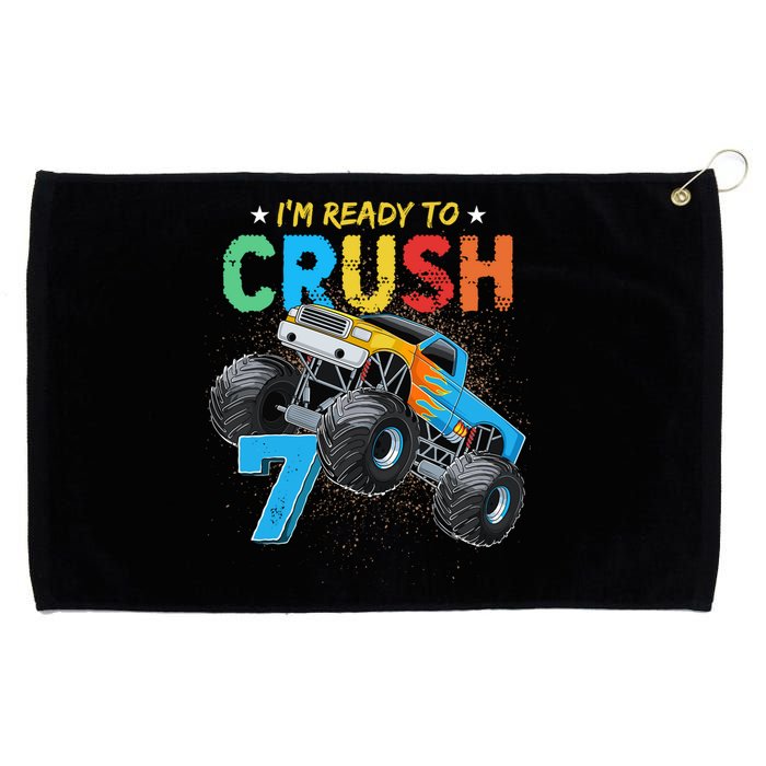 Ready To Crush 7 Monster Truck 7th Birthday Boy Grommeted Golf Towel