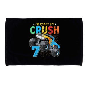 Ready To Crush 7 Monster Truck 7th Birthday Boy Microfiber Hand Towel