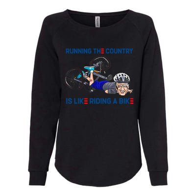 Running The Country Is Like Riding A Bike Womens California Wash Sweatshirt