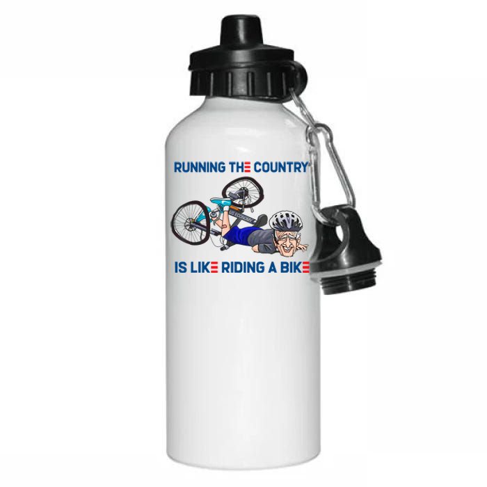 Running The Country Is Like Riding A Bike Aluminum Water Bottle 