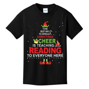 Reading Teacher Christmas Elf Christmas Cheer Kids T-Shirt