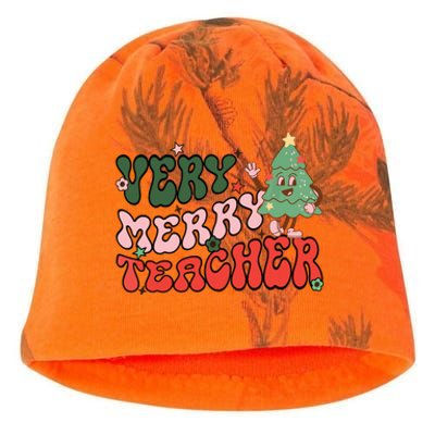 Retro Teacher Christmas Shirts Very Merry Teacher Kati - Camo Knit Beanie