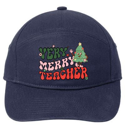 Retro Teacher Christmas Shirts Very Merry Teacher 7-Panel Snapback Hat