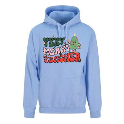 Retro Teacher Christmas Shirts Very Merry Teacher Unisex Surf Hoodie