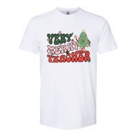 Retro Teacher Christmas Shirts Very Merry Teacher Softstyle CVC T-Shirt