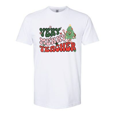 Retro Teacher Christmas Shirts Very Merry Teacher Softstyle® CVC T-Shirt