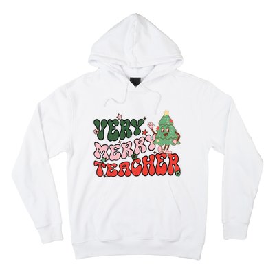 Retro Teacher Christmas Shirts Very Merry Teacher Hoodie