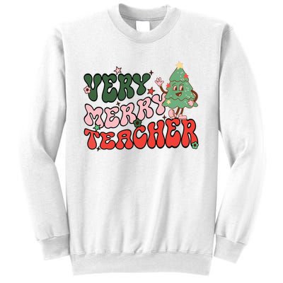 Retro Teacher Christmas Shirts Very Merry Teacher Sweatshirt