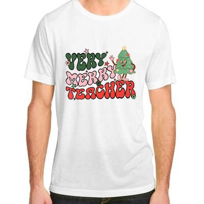 Retro Teacher Christmas Shirts Very Merry Teacher Adult ChromaSoft Performance T-Shirt