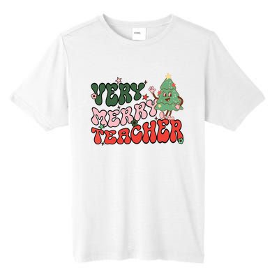 Retro Teacher Christmas Shirts Very Merry Teacher Tall Fusion ChromaSoft Performance T-Shirt