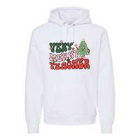 Retro Teacher Christmas Shirts Very Merry Teacher Premium Hoodie