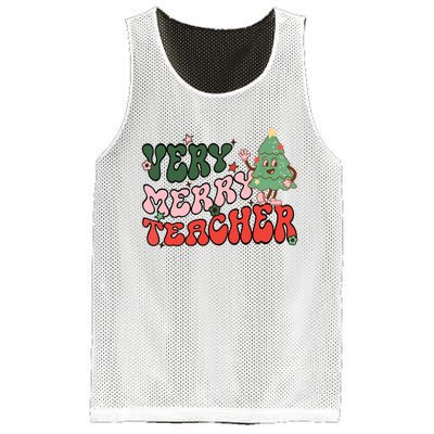 Retro Teacher Christmas Shirts Very Merry Teacher Mesh Reversible Basketball Jersey Tank