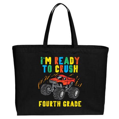 Ready To Crush 4th Grade Monster Truck First Day School Boy Cotton Canvas Jumbo Tote