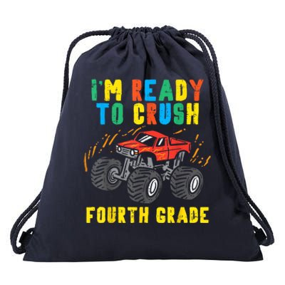 Ready To Crush 4th Grade Monster Truck First Day School Boy Drawstring Bag