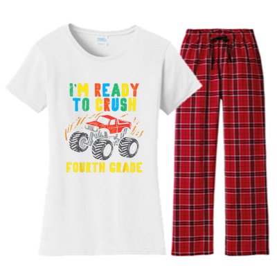 Ready To Crush 4th Grade Monster Truck First Day School Boy Women's Flannel Pajama Set