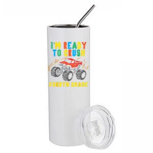 Ready To Crush 4th Grade Monster Truck First Day School Boy Stainless Steel Tumbler