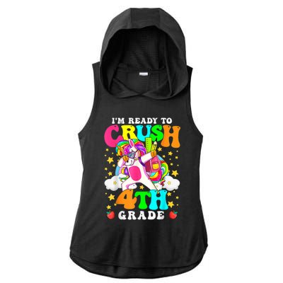 Ready To Crush 4th Grade Cute Unicorn Back To School Girl Ladies PosiCharge Tri-Blend Wicking Draft Hoodie Tank