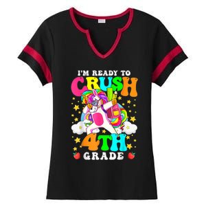 Ready To Crush 4th Grade Cute Unicorn Back To School Girl Ladies Halftime Notch Neck Tee