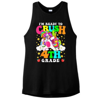 Ready To Crush 4th Grade Cute Unicorn Back To School Girl Ladies PosiCharge Tri-Blend Wicking Tank