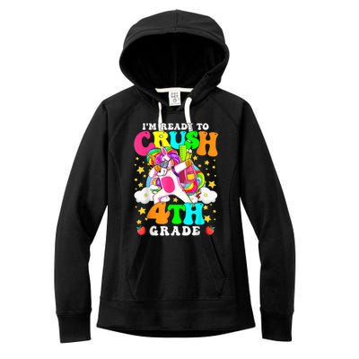 Ready To Crush 4th Grade Cute Unicorn Back To School Girl Women's Fleece Hoodie