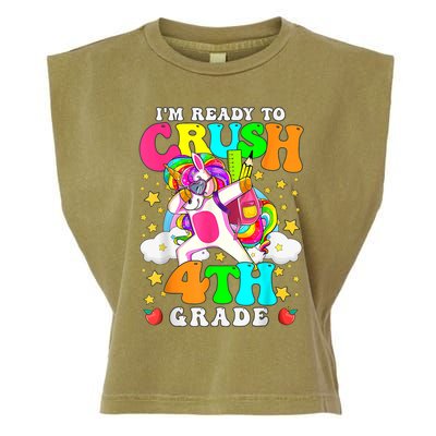 Ready To Crush 4th Grade Cute Unicorn Back To School Girl Garment-Dyed Women's Muscle Tee