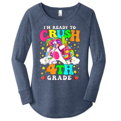 Ready To Crush 4th Grade Cute Unicorn Back To School Girl Women's Perfect Tri Tunic Long Sleeve Shirt