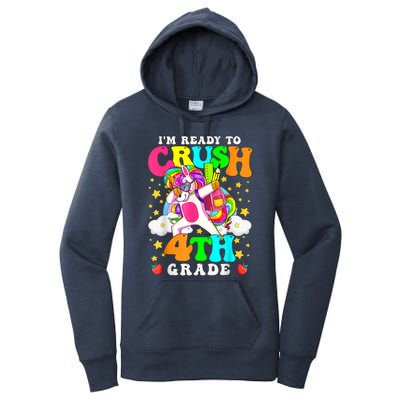 Ready To Crush 4th Grade Cute Unicorn Back To School Girl Women's Pullover Hoodie