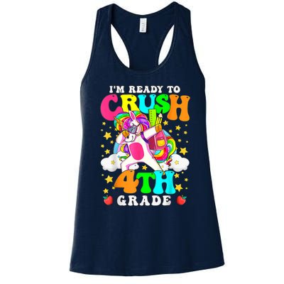 Ready To Crush 4th Grade Cute Unicorn Back To School Girl Women's Racerback Tank