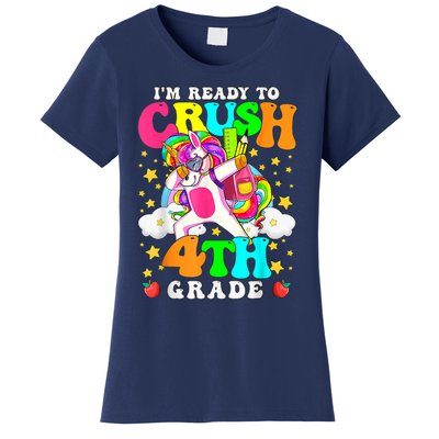 Ready To Crush 4th Grade Cute Unicorn Back To School Girl Women's T-Shirt