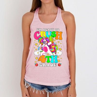 Ready To Crush 4th Grade Cute Unicorn Back To School Girl Women's Knotted Racerback Tank