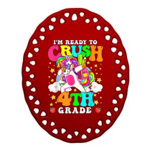 Ready To Crush 4th Grade Cute Unicorn Back To School Girl Ceramic Oval Ornament