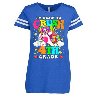 Ready To Crush 4th Grade Cute Unicorn Back To School Girl Enza Ladies Jersey Football T-Shirt