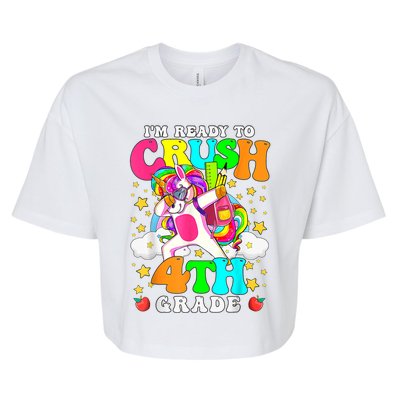 Ready To Crush 4th Grade Cute Unicorn Back To School Girl Bella+Canvas Jersey Crop Tee