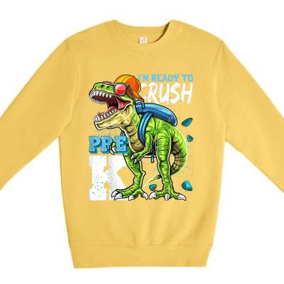 Ready To Crush PreK T Rex Dinosaur Back To School Boy Gift Premium Crewneck Sweatshirt