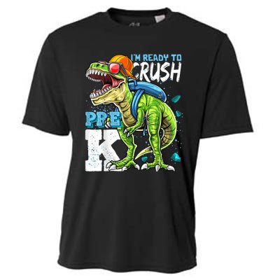 Ready To Crush PreK T Rex Dinosaur Back To School Boy Gift Cooling Performance Crew T-Shirt