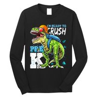 Ready To Crush PreK T Rex Dinosaur Back To School Boy Gift Long Sleeve Shirt